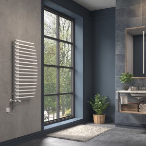 Sigla 1000 x 550mm Dual Fuel White Thermostatic Touch Control Wifi Electric Heated Towel Rail