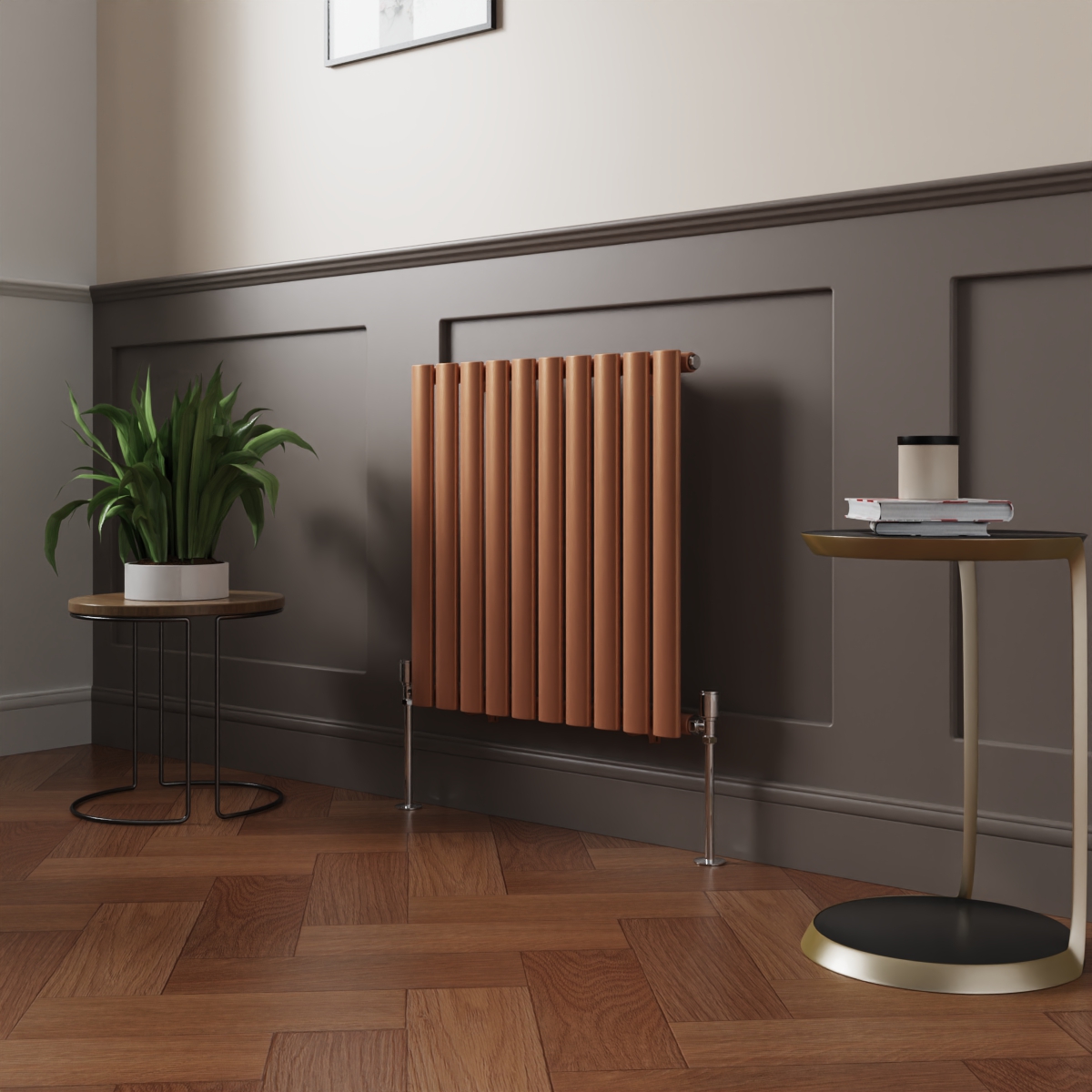 Norden 600 x 591mm Metallic Bronze Single Oval Column Horizontal Designer Radiator