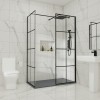 Wasdale 900mm Wet Room Screen with 900mm Wet Room Screen - Black Grid