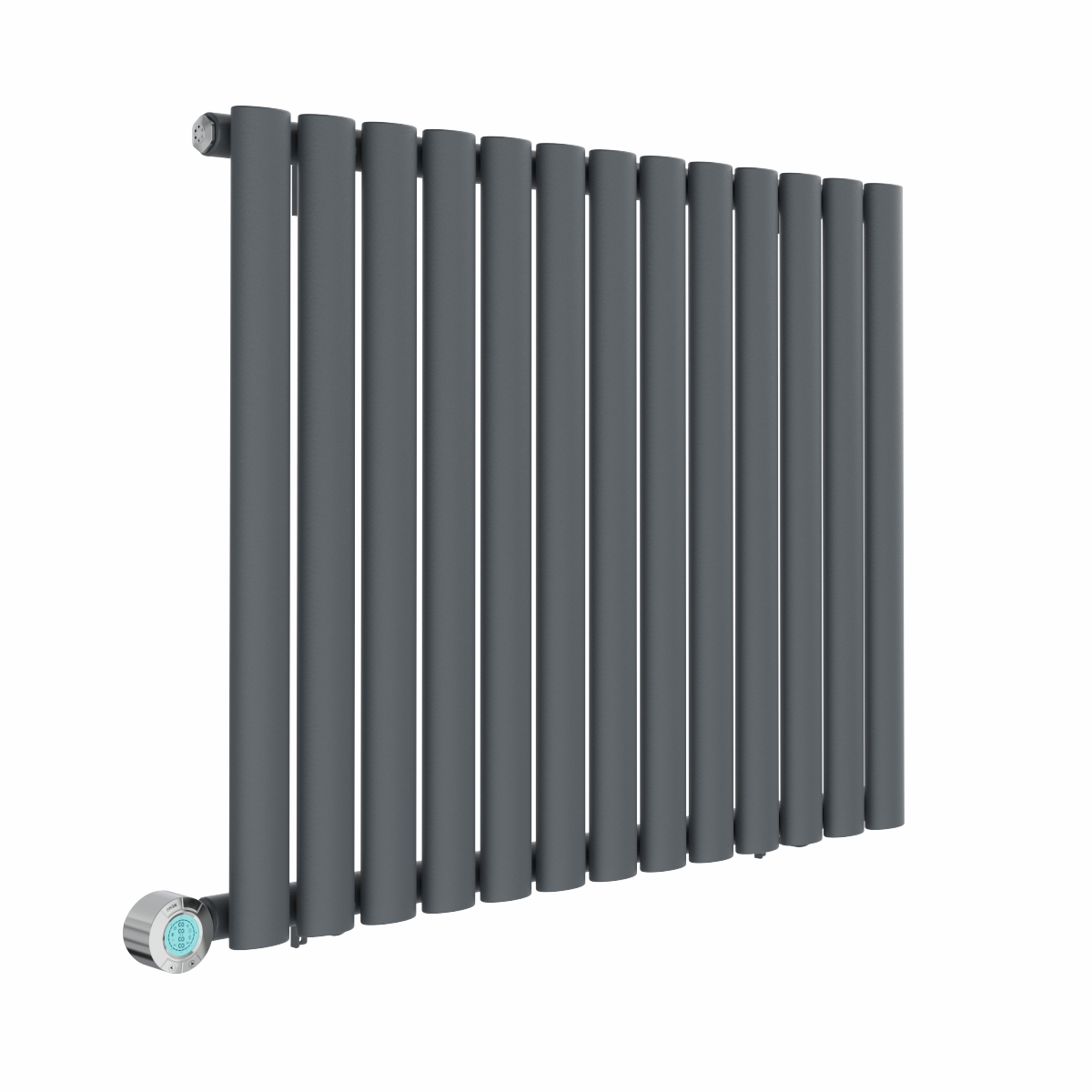 Norden 600 x 768mm Anthracite Horizontal Oval Tube Wifi Electric Radiator - 800W