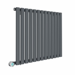 Norden 600 x 768mm Anthracite Horizontal Oval Tube Wifi Electric Radiator - 800W