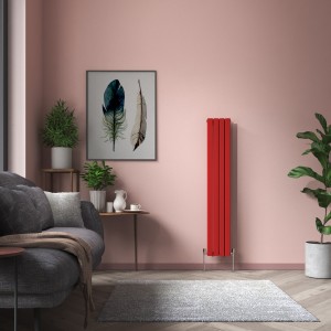 Karlstad 1600 x 274mm Signal Red Double Flat Panel Vertical Designer Radiator