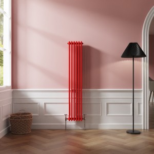 Bern 1500 x 290mm Traditional Signal Red Triple Vertical Column Radiator