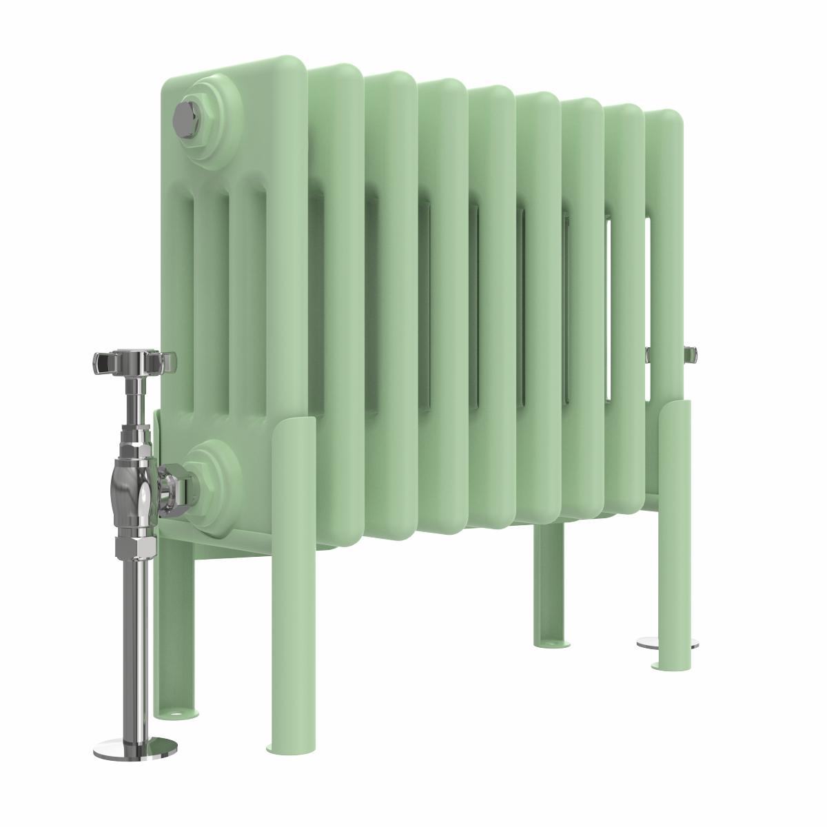 Bern 300 x 425mm Traditional Pastel Green Horizontal Four Column Radiator