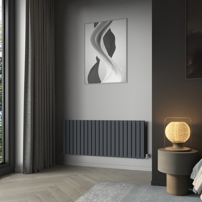 Karlstad 600 x 1430mm Anthracite Double Horizontal Flat Panel