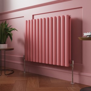 Norden 600 x 768mm Rose Clair Pink Double Horizontal Oval Column Designer Radiator
