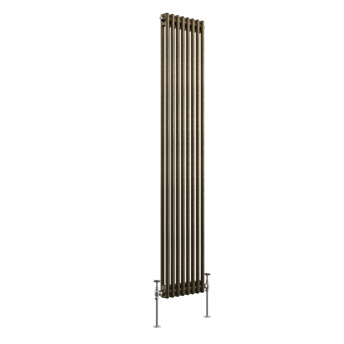Bern 1800 x 380mm Black Gold Double Column Vertical Traditional Radiator