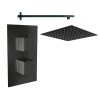 Beauly Matt Black Twin Square Handle Concealed Valve with 300mm Square Shower Head (1 Outlet)