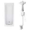 Wellington High Level Comfort Height Toilet with Sand Seat & 500mm 1 Tap Hole Basin with 1700 x 700mm Traditional Straight Bath Single Ended