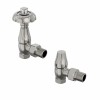 Antique Thermostatic Angled Radiator Valves - Satin Nickel