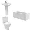 Fresh Curved Modern Bathroom Suite with Close Coupled Toilet and Essential Single Ended Bath - 1600 x 700mm - Front & End Bath Panel Included