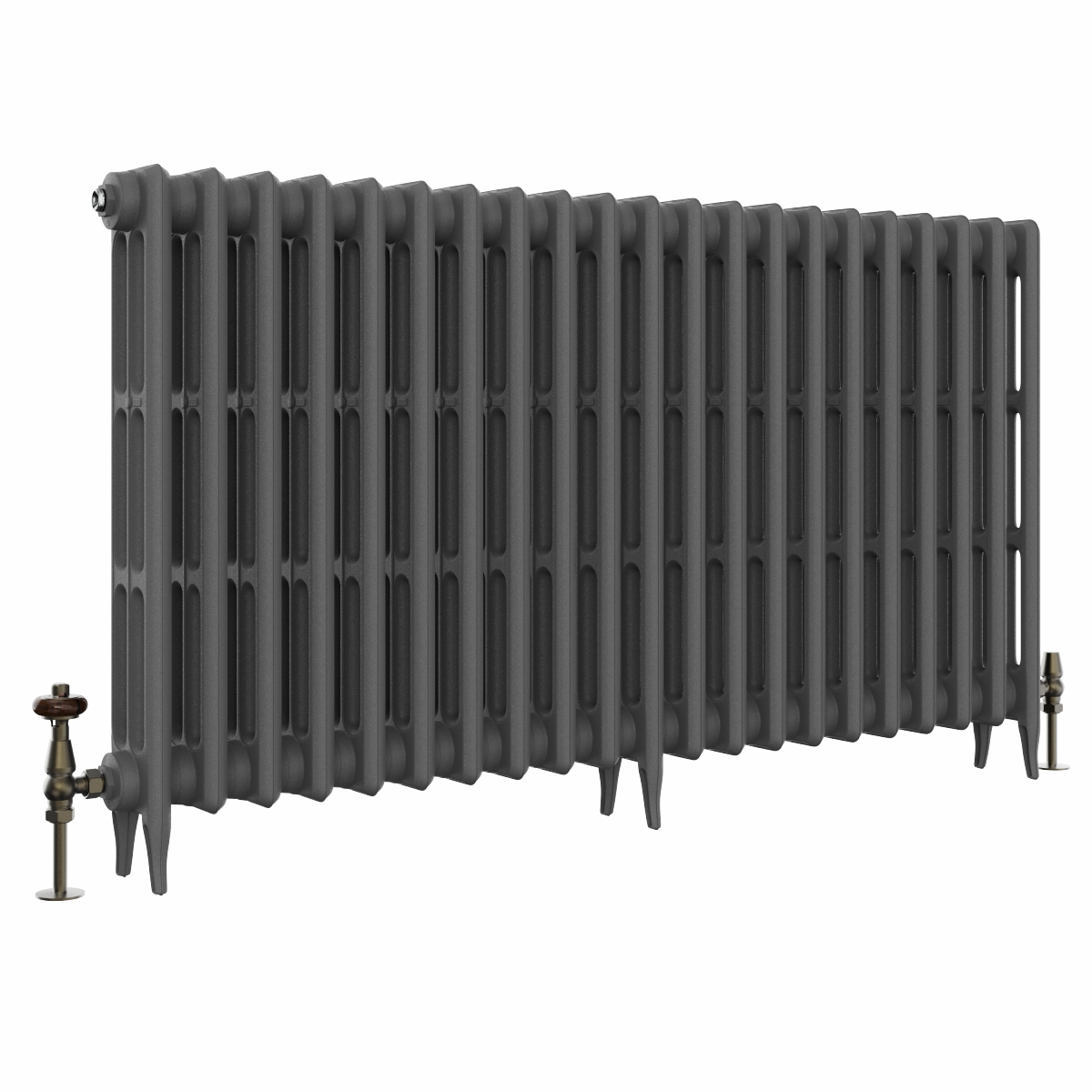 Classic  745 x 1336mm Farrow & Ball Railings Grey Triple Column Cast Iron Radiator - 21 Sections