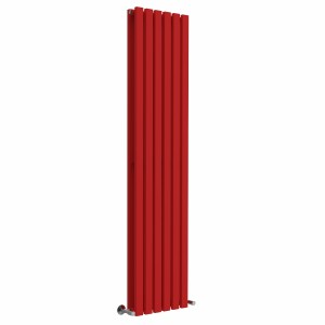 Lulea 1800 x 410mm Signal Red Double Flat Panel Vertical Designer Radiator