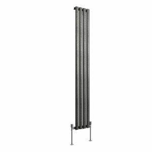 Norden 1600 x 237mm Black Silver Single Vertical Oval Column Designer Radiator
