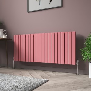 Karlstad 600 x 1430mm Rose Pink Double Horizontal Flat Panel Designer Radiator