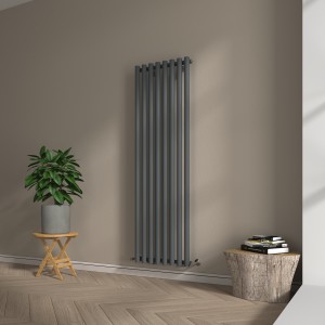 Voss 1800 x 545mm Anthracite Single Vertical Round Tube Designer Radiator