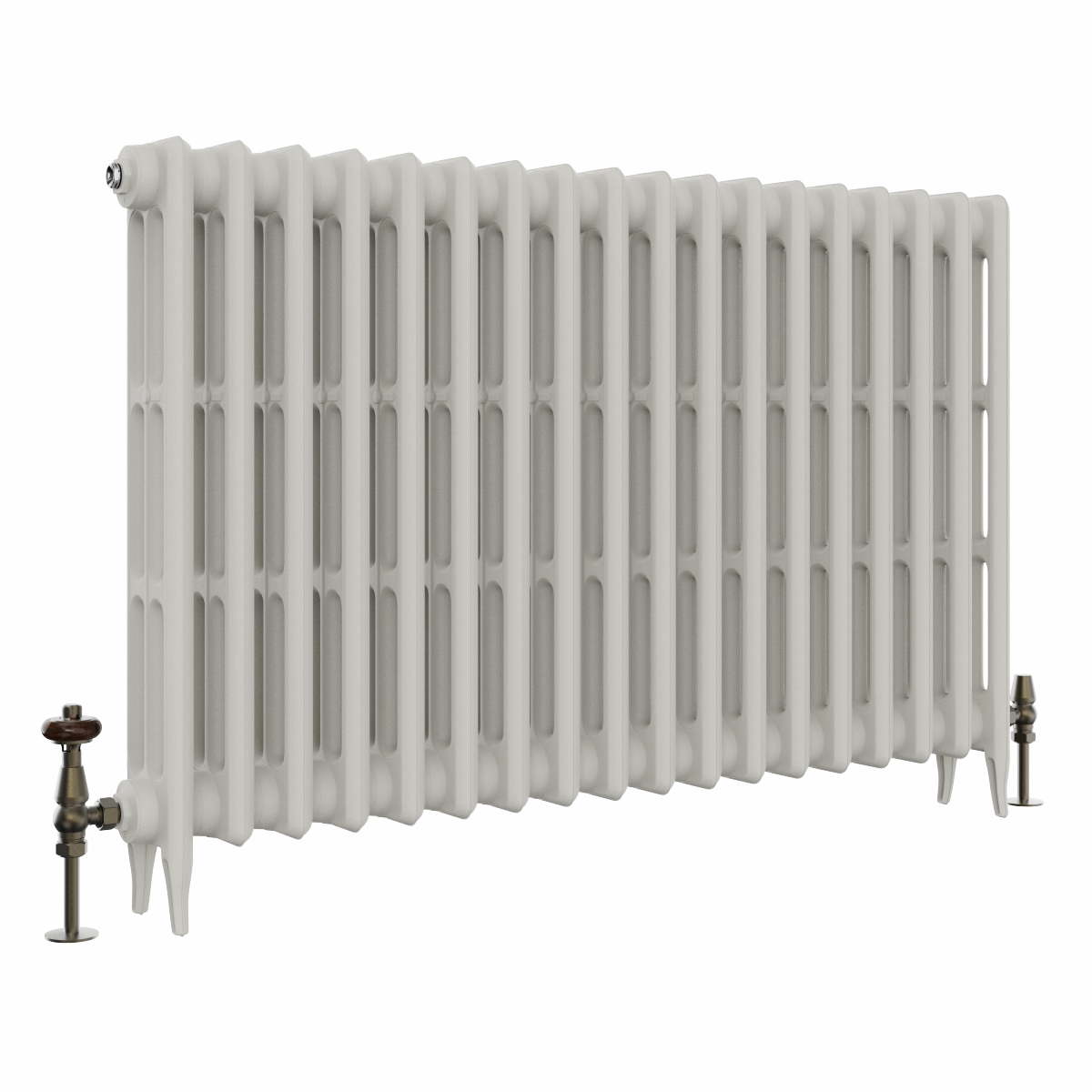 Classic  745 x 1150mm Porcelain White Triple Column Cast Iron Radiator - 18 Sections