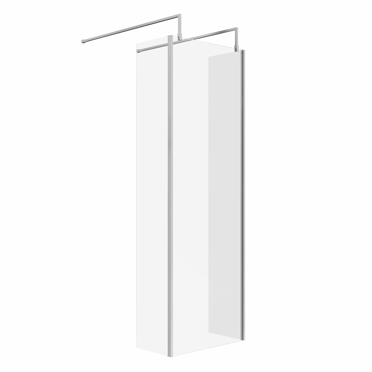 Wasdale 700mm Chrome Walk Through Wet Room Screen with 300mm Hinged Return Screens & L- Shape Support Arms