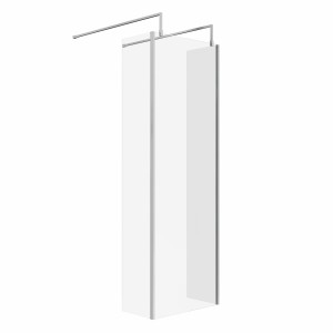 Wasdale 700mm Chrome Walk Through Wet Room Screen with 300mm Hinged Return Screens & L- Shape Support Arms