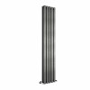 Lulea 1800 x 340mm Black Silver Double Flat Panel Vertical Designer Radiator