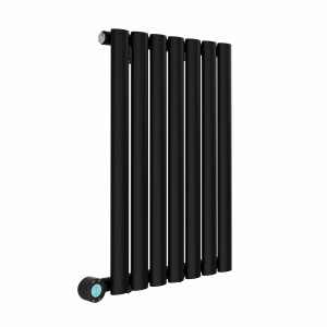 Norden 600 x 414mm Black Horizontal Oval Tube Wifi Electric Radiator - 400W