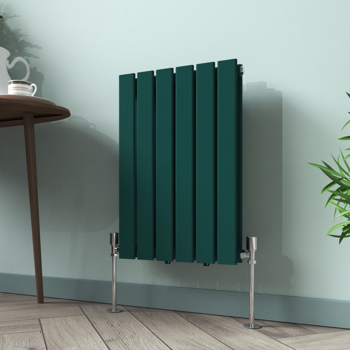 Karlstad 600 x 410mm Blue Green Double Flat Panel Horizontal Designer Radiator