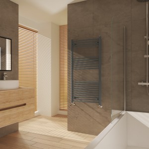 Fjord 1200 x 600mm Curved Anthracite Heated Towel Rail