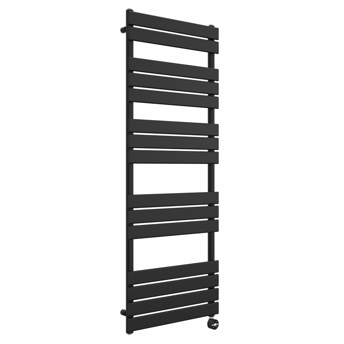 Juva 1600 x 600mm Satin Black Flat Panel Thermostatic Touch Control Electric Heated Towel Rail