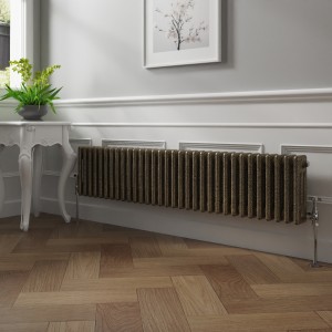 Bern 300 x 1460mm Black Gold Triple Column Horizontal Traditional Radiator