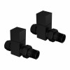 Modern Square Straight Radiator Valves - Black