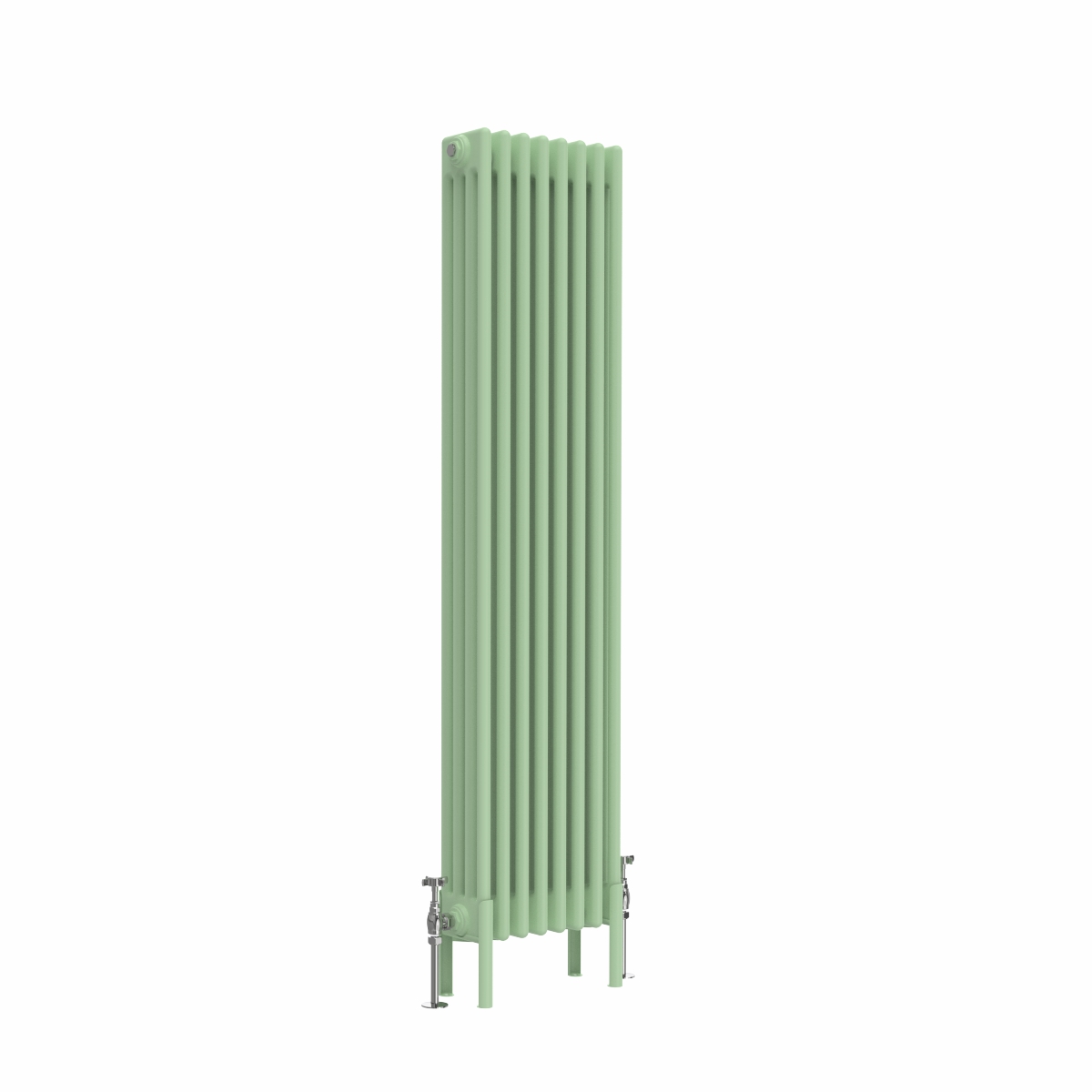 Bern 1500 x 380mm Traditional Pastel Green Vertical Four Column Radiator