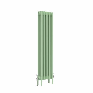 Bern 1500 x 380mm Traditional Pastel Green Vertical Four Column Radiator