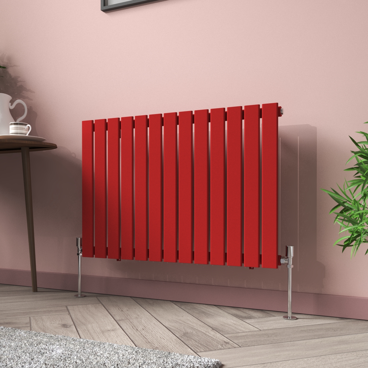 Karlstad 600 x 886mm Signal Red Single Flat Panel Horizontal Designer Radiator