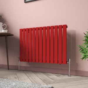 Karlstad 600 x 886mm Signal Red Single Flat Panel Horizontal Designer Radiator