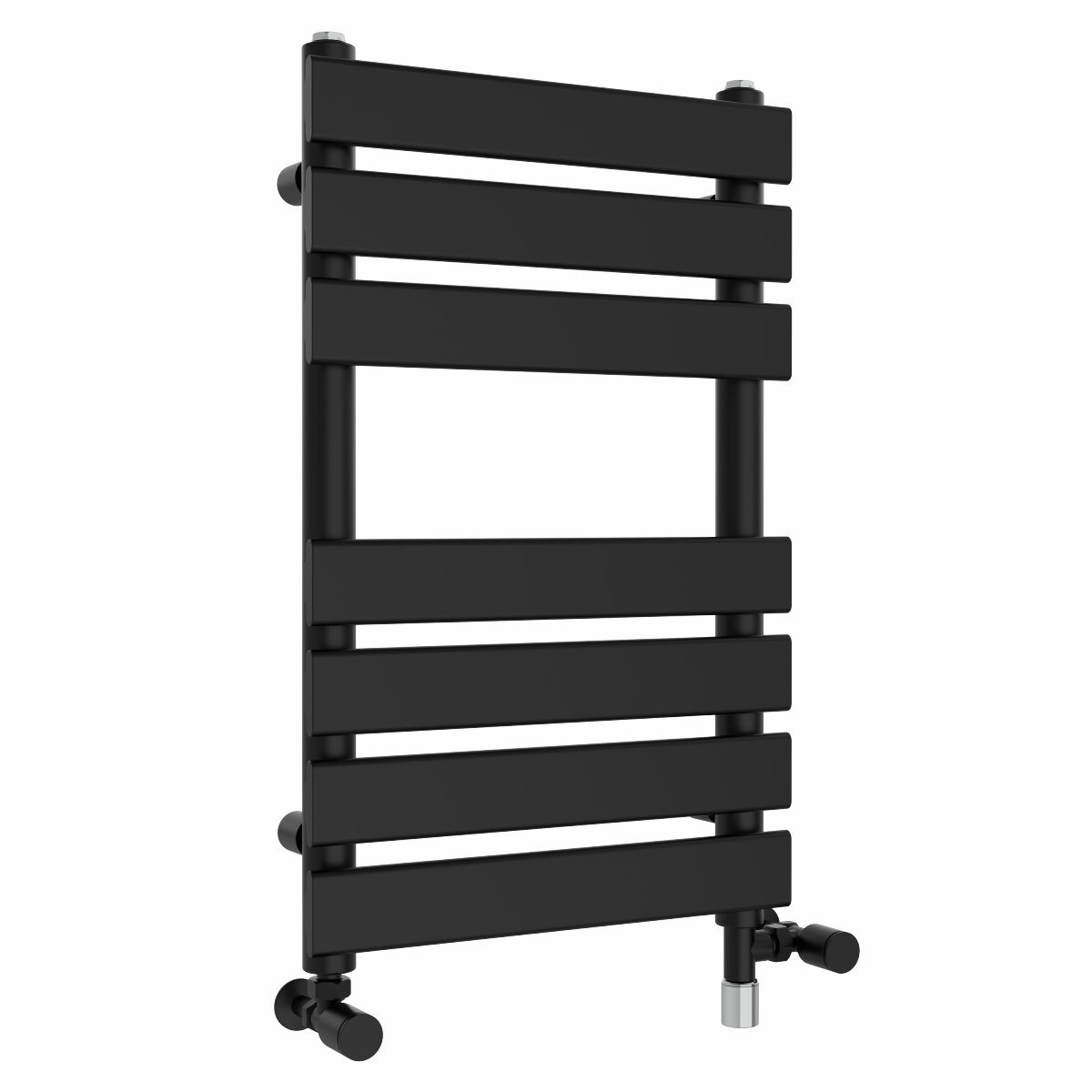 Juva 650 x 400mm Dual Fuel Satin Black Flat Panel Simple Electric Heated Towel Rail