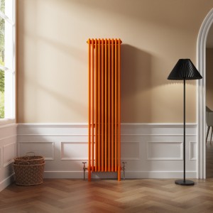 Bern 1800 x 470mm Traditional Bright Orange Vertical Four Column Radiator