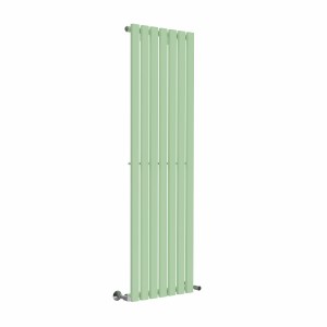 Lulea 1600 x 480mm Pastel Green Single Flat Panel Vertical Designer Radiator