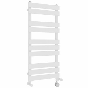 Juva 1000 x 450mm Dual Fuel White Flat Panel Thermostatic Touch Control Electric Heated Towel Rail