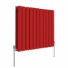 Karlstad 600 x 750mm Signal Red Double Flat Panel Horizontal Designer Radiator