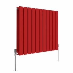 Karlstad 600 x 750mm Signal Red Double Flat Panel Horizontal Designer Radiator