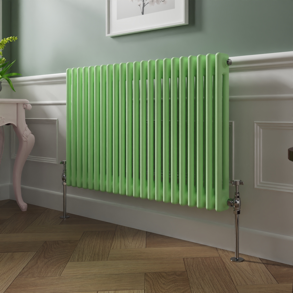 Bern 600 x 1010mm Pastel Green Double Horizontal Column Radiator