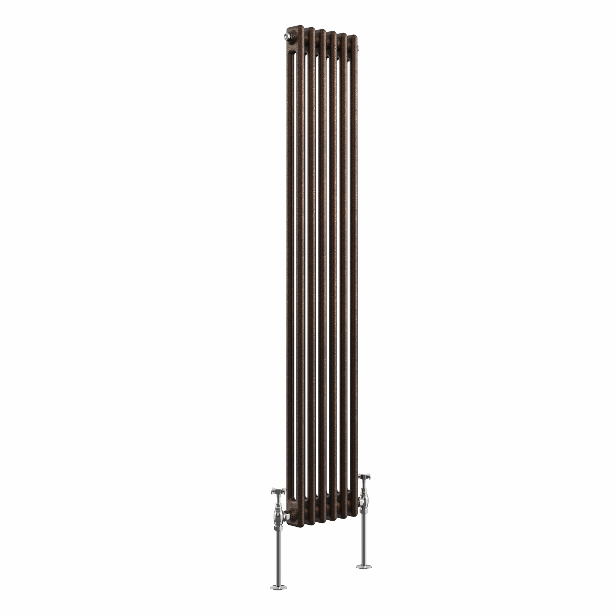 Bern 1500 x 290mm Black Copper Double Column Vertical Traditional Radiator