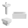 Feel 600 Modern Bathroom Suite with Wall Hung Toilet and Essential Single Ended Bath - 1500 x 700mm - Front Bath Panel Included