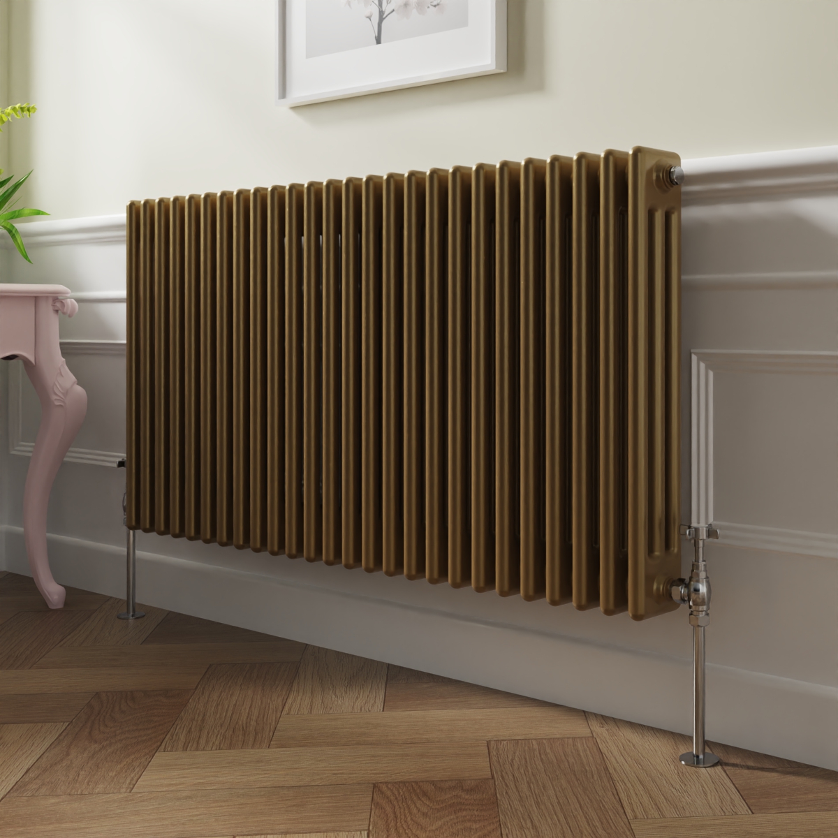 Bern 600 x 1190mm Metallic Gold Triple Horizontal Column Radiator
