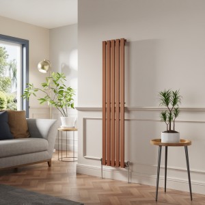 Lulea 1600 x 340mm Metallic Bronze Single Flat Panel Vertical Designer Radiator