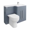 Calm Gloss Grey Right Hand Combination Vanity Unit Basin L Shape with Back to Wall RAK Tonique Toilet & Soft Close Seat & Concealed Cistern - 1100mm