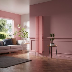 Lulea 1800 x 410mm Rose Clair Pink Single Vertical Flat Panel Designer Radiator