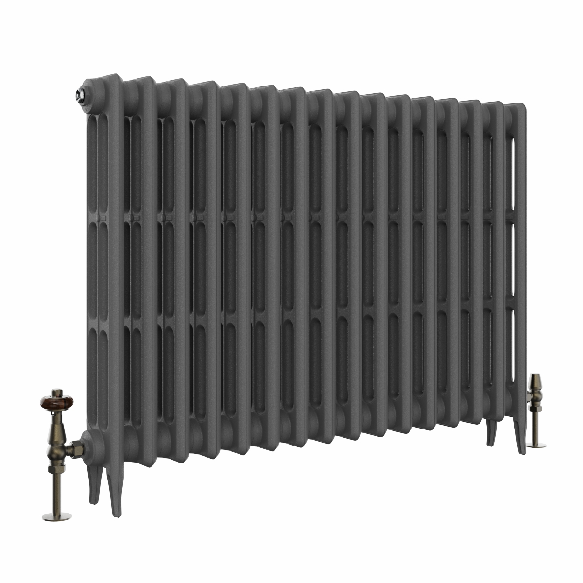 Classic  745 x 1026mm Farrow & Ball Railings Grey Triple Column Cast Iron Radiator - 16 Sections
