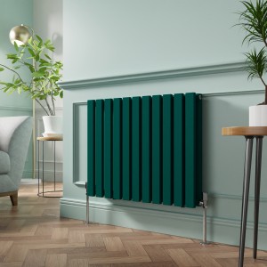 Lulea 600 x 760mm Blue Green Double Flat Panel Horizontal Designer Radiator