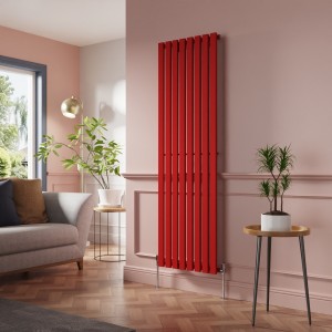 Lulea 1800 x 550mm Signal Red Single Flat Panel Vertical Designer Radiator